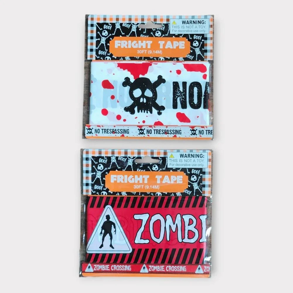Fright Tape 2 Pack Set 30ft Halloween Decor Zombies Infection Zone